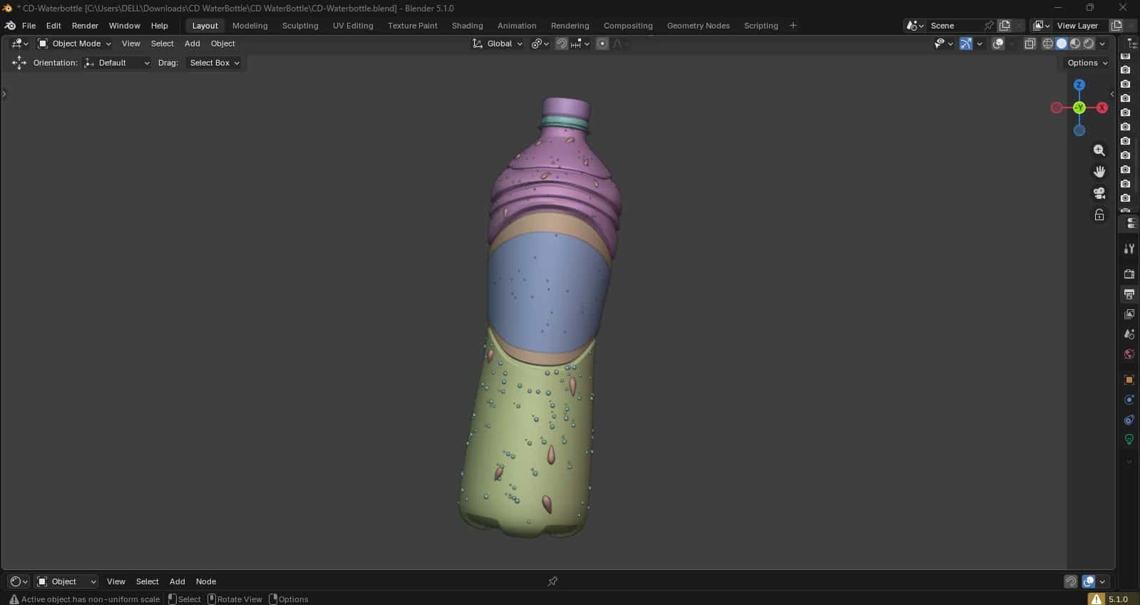 Alpine Spring Water — 3D Product Modeling & Visualization - nivara spring water bottle condensation drops viewport