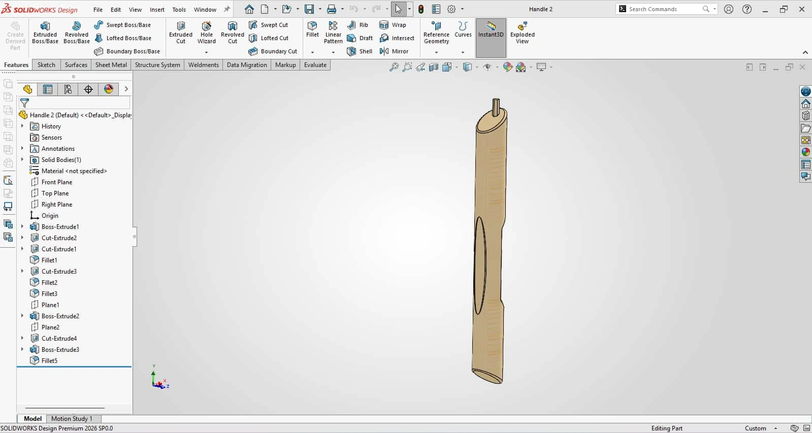Ergonomic Sliding Bamboo Toothbrush - travel toothbrush handle cad model