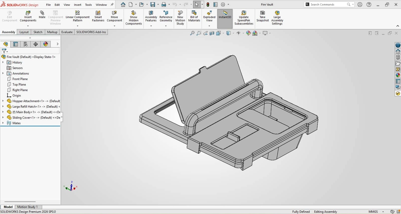 GrillVault FireVault Pod — Modular Lid Design - grillvault firevault pod lid open hatch cad assembly