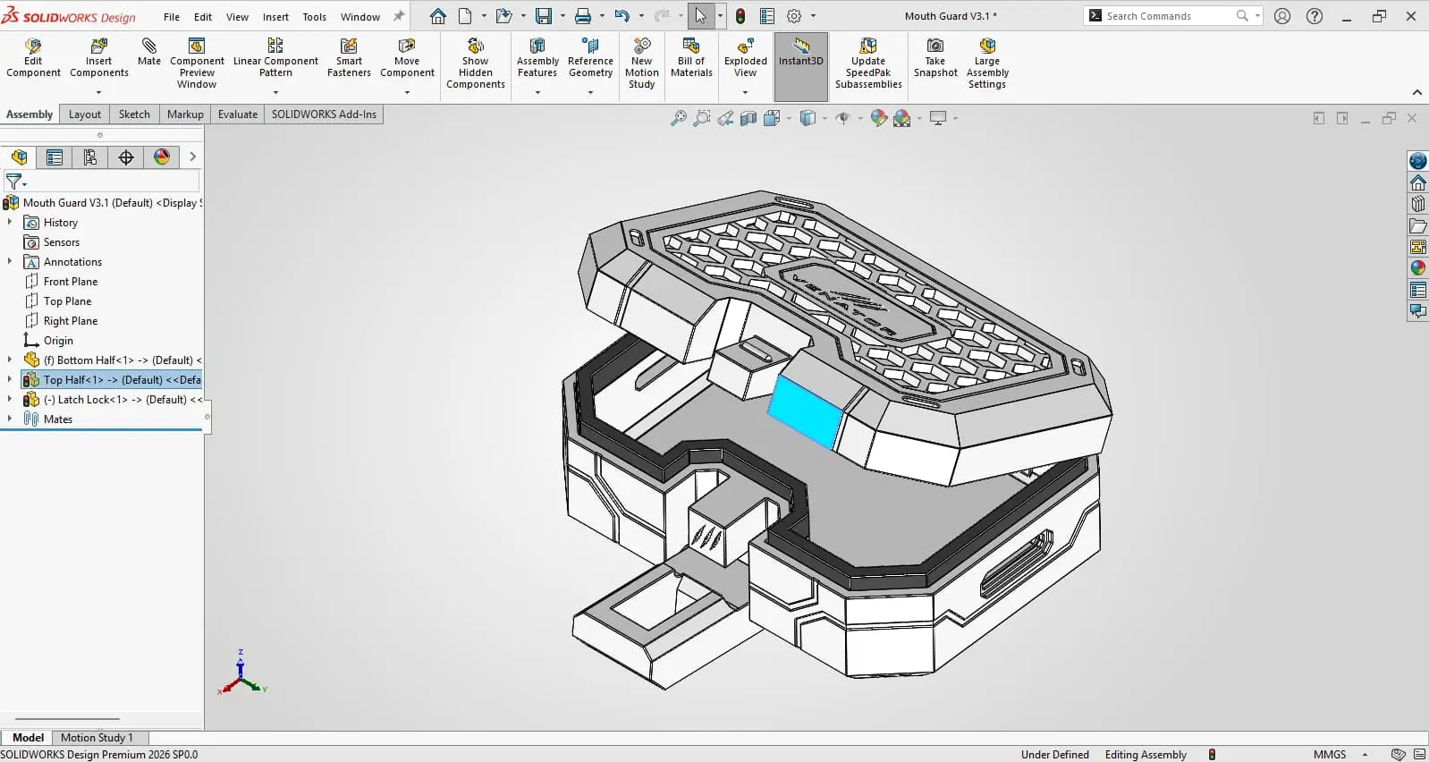 Venator — Ventilated Mouthguard Case - venator mouthguard case assembly open cad